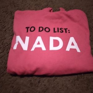 Pink sweatshirt with words